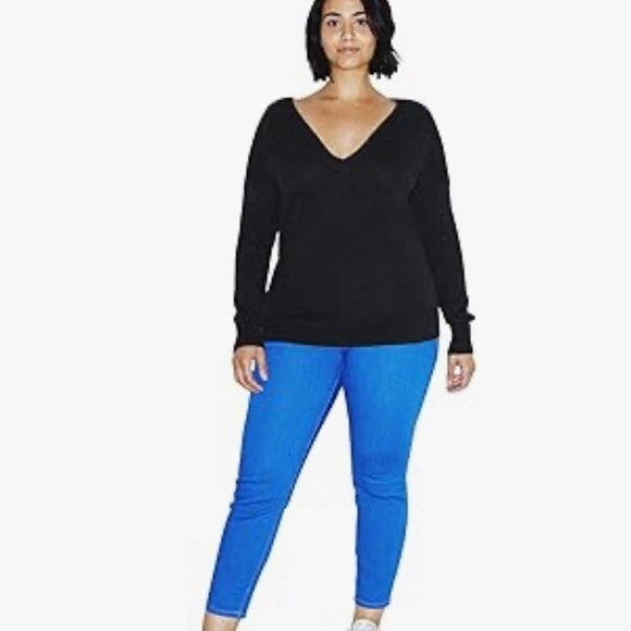 American Apparel Basic Knit V Sweater Size XS Black 100% Cotton New - Picture 1 of 9